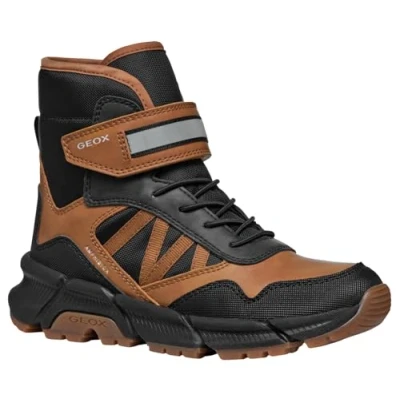 Image of Geox Flexyper PLUS BOY Winter boots for kids, Size: 3, Tobacco/black Imitation leather/ textile