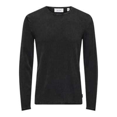 Image of ONLY &amp; SONS Men&#039;s onsGARSON WASH Crew Neck NOOS Sweater, Black (Black), XXL