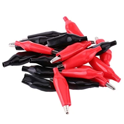 Image of Akozon Crocodile Clips 20pcs 35MM Metal Alligator Clip Electrical Clamp for Testing Probe Meter Black&amp;Red