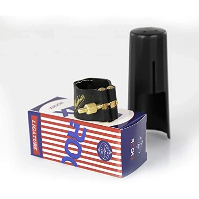 Image of Tenor Saxophone Leather Ligature with Copper Sheet and Plastic Cap Secure Durable Sax