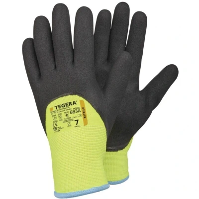 Image of Ejendals Tegera Nitrile Sandy Gloves H/V Yellow Black Liner Size 10