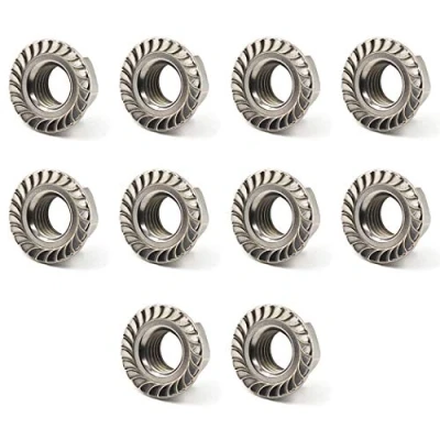 Image of 304 Stainless Steel Metric M14 Flange Nuts 14mm Hex Nut 10 Pack