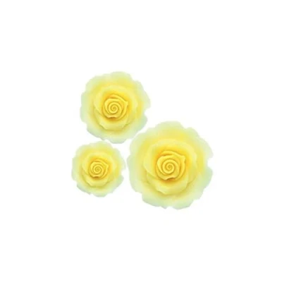 Image of SugarSoft Ombre Yellow Sugar Soft Roses Mixed Pack of 38mm, 50mm, 63mm Boxed 12