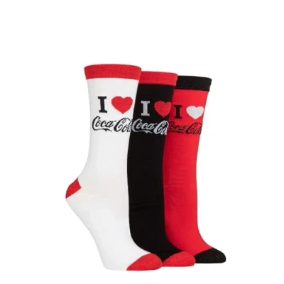 Image of Women&#039;s 3 Pair Coca Cola Love Tube Socks Red / White Black 4 8