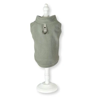 Image of Dog Fleece Harness Vest Jumper Sweater Coat for Small Breed Dogs, (Small, Grey)