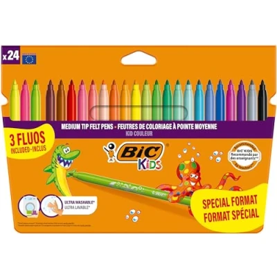 Image of Bic Flamastry Kid Couleur Fluo Pudelko 24 Count (Pack of 1)