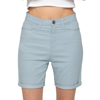 Image of 989Zé ENZO Womens Stretch Shorts Chino Casual Ladies Turned Up Hem Slim Fit Above Knee Cropped Pants EZLS630 Sky Blue 16