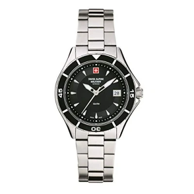 Image of Swiss Alpine Military Women&#039;s Watch Analogue Quartz 7740.1 Stainless Steel, Steel/Steel/Black 1137sam, Bracelet