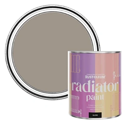 Image of Rust Oleum Brown Heat Resistant Radiator Paint in Gloss Finish Whipped Truffle 750ml