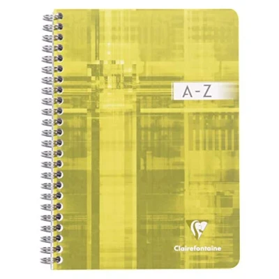 Image of Clairefontaine Ref 8549C Wire bound Indexed Notebook (90 Sheets) A5 Size, Squared Ruling, 90gsm Brushed Vellum Paper, Laminated Card Cover Assorted Colours (Pack of 5)