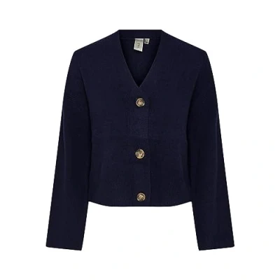 Image of YAS Women&#039;s frido Ls Wide Knit Cardigan S. Noos Sweater, Night Sky, XXL