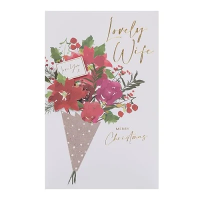 Image of UK Greetings Christmas Card for Wife Bouquet Design