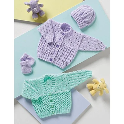 Image of Stylecraft Wondersoft DK Cardigans, Hat &amp; Mittens Knitting Pattern 8117