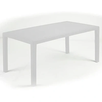 Image of Rectangle Garden Plastic Patio Dining Bench Whether Proof Table Indoor Outdoors (White)