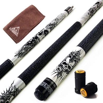 Image of CUESOUL ROCKIN Series 58&quot; 21oz Maple Pool Cue Stick Set with Joint Protector/Shaft Protector and Towel