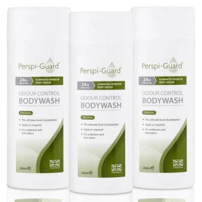 Image of Perspi Guard Odour Control Body Wash Stop Problem Remove From Underarms And Feet Made in UK Triple Pack Offer