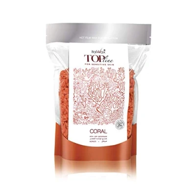 Image of Italwax Top Line Hypoallergenic Hot Bead Wax Depilatory Waxing Pellets Solid Film Beans, Painless Gentle Hair Removal for Sensitive Skin 750grm (Coral)