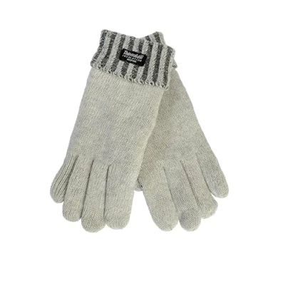 Image of EEM Women&#039;s Knitted Gloves Soft Wool Thinsulate Thermal Lining, Grey / Anthracite, L/XL