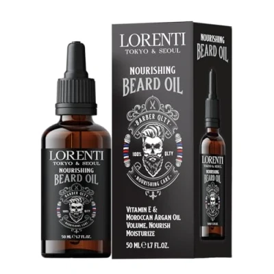 Image of Lorenti Premium Beard Oil 100% Natural Conditioner &amp; Organic Moroccan Argan Vitamin E Oils Helps Volume, Moisturize Nourish Growth 1.69 Fl Oz (50ml)