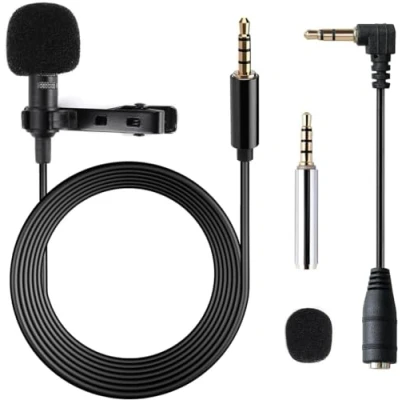 Image of Lavalier Microphone, Professional Grade Omnidirectional Lapel Mic with Easy Clip on System, Perfect for Recording Interview/Video Conference/Podcast/Voice Dictation/Phone