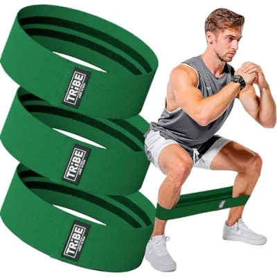 Image of Fabric Resistance Bands for Legs Workout Men and Women Booty Working Out Exercise Set Elastic (Green)