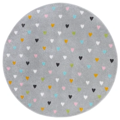 Image of Hanse Home Adventures Children&#039;s Rug, Round, Heart Pattern Boys and Girls for Room, Playroom, Teenager&#039;s Living Room Grey, 100 cm