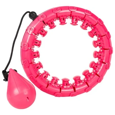 Image of Albert Austin Adjustable Smart Hula Hoop Detachable Ring with Spinning Ball Weighted for Adults Kids 24 Knots Easy to Assemble Gymnastics Abdominal Exercise Home Gym Weight Loss (Pink)