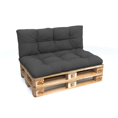 Image of POKAR Euro Pallet Waterproof Cushions Set of 2: 1x 120x80 + 120x40, Cold Foam, Removable Covers, Home Garden Furniture, without Pallets, Anthracite