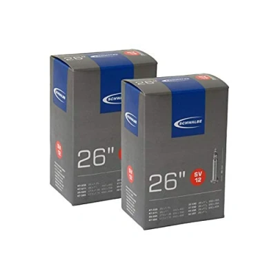 Image of 2 x Schwalbe Inner Tubes 26&quot; 1 1/4&quot;, 3/8&quot;, 1/2&quot;, 5/8&quot; (650 45A, 35B, 42B, 32A, 35A 42A Presta VALVE PAIR CAP UPGRADE WORTH £3.99! [No. SV12]