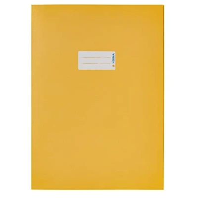 Image of HERMA Paper Exercise Book Cover A4, with Inscription Field, Made of 100% Recycled Paper, Slip on Jackets for School, Yellow