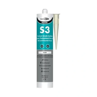 Image of Bond it 310ml S3 Grade Sanitary Silicone Sealant High Performance Bathroom Bath Kitchen Sink Shower Anti Mould Window Fungal Resistant Premium EU3 (Ivory, 1)
