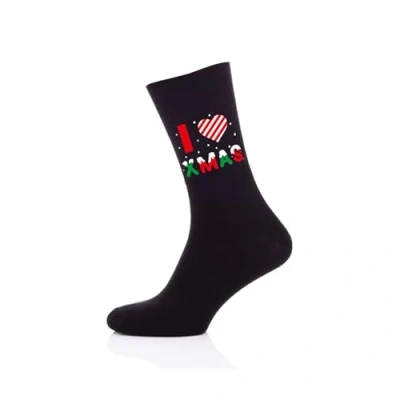 Image of AKH® Mens Novelty Christmas Socks Size UK 6 10 EU 36 44 Patterned for Gift Him Festive Men&#039;s Keep Feet Warm and Snug (I love xmas)