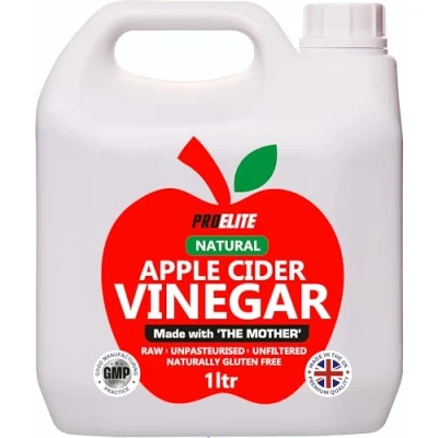 Image of Apple Cider Vinegar with Mother 1L, 5 Percent Acidity Raw, Unfiltered &amp; Unpasteurised Naturally Vegan, GMO Free Gluten Alternative for Capsules Tablets by PROELITE