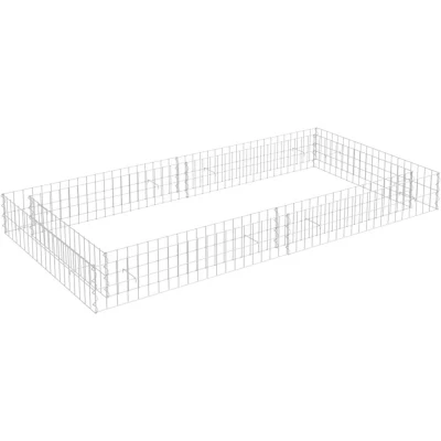 Image of vidaXL Gabion Raised Bed in Galvanised Steel 200x100x20 cm Silver Rectangular Flower Plant High Load Capacity Requires Assembly