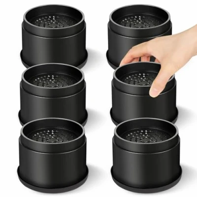 Image of MixDora Bed Risers 2 Inch Round Stackable Furniture Anti Slip Chair Raisers for Sofas Couches Table Set of 6 Pack Black (2 Pack)
