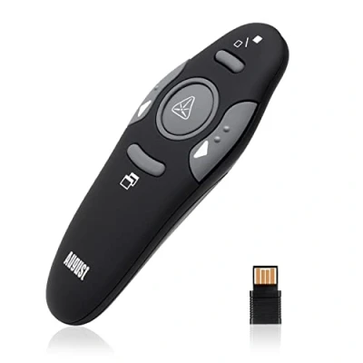 Image of Wireless Presentation Pointers August LP205 Remote Control PowerPoint Slideshow Clicker Laser Pointer for Windows and Mac [Black]