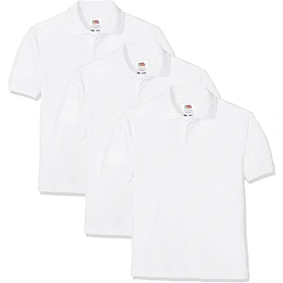 Image of FRUIT OF THE LOOM Unisex Baby Short Sleeve Polo Shirt, White, 3 4 Years UK