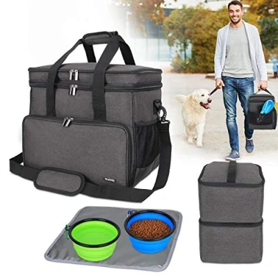 Image of Teamoy Travel Bag for Dog Gear, Carrying Pet Food, Treats, Toys and Other Essentials, Ideal Travel, Camping or Day Trips (Large, Black)