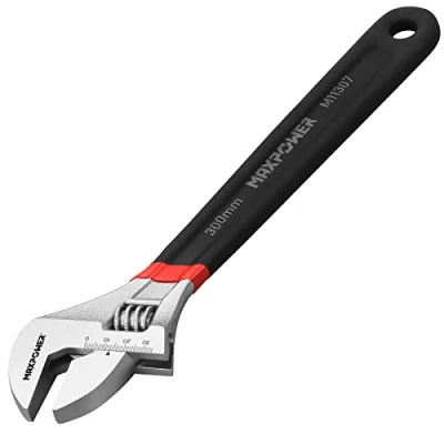 Image of MAXPOWER Adjustable Spanner 300mm, Wrench Shifter Spanners with Soft Grip and Dual Scale SAE Metric