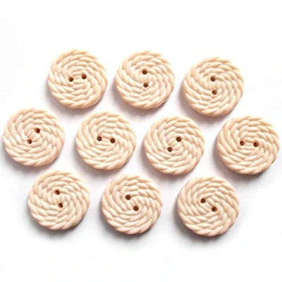Image of Woven Rope Effect Spiral Swirl Plastic Buttons 15mm Wide Pack of 10 (Pale Pink)