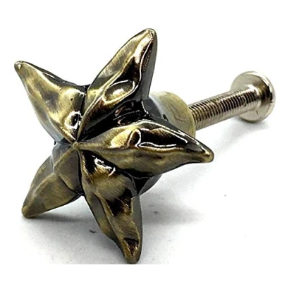Image of 2 x Star knobs 30mm Starfish Antique Brass Cupboard Door Cabinet Drawer
