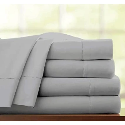 Image of 100% EGYPTIAN COTTON 300 THREAD COUNT HOTEL QUALITY EXTRA DEEP 16&quot; FITTED SHEET (Super King, Grey)