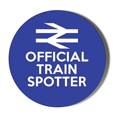 Image of Gift Insanity OFFICAL TRAIN SPOTTER RETRO BLUE 58mm Novelty Badge