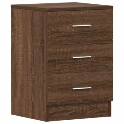 Image of vidaXL Bedside Cabinet Bedroom Furniture Nightstand End Side Table Telephone Stand Bed Drawer with Storage Brown Oak Engineered Wood
