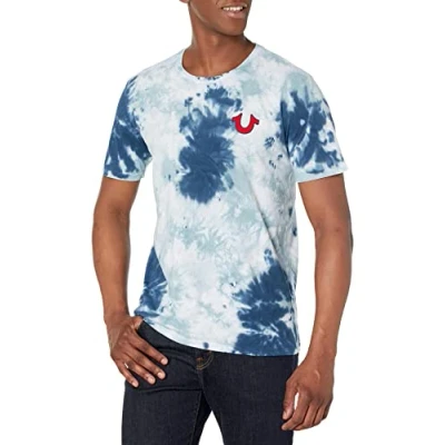 Image of True Religion Men&#039;s Buddha Logo Crew Neck Tee T Shirt, Ocean Waves, XXL