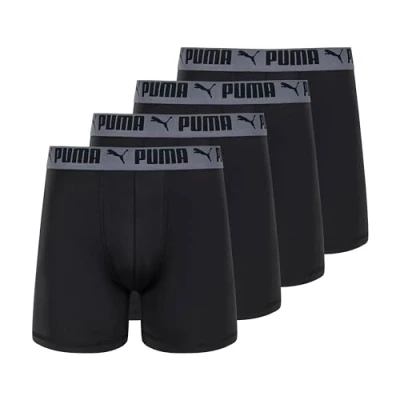 Image of PUMA Men&#039;s 4 Pack Active Stretch Boxer Briefs, Black, XL