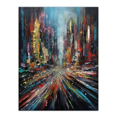 Image of Artery8 Abstract City New York Rush Hour Traffic Oil Painting Extra Large XL Wall Art Poster Print