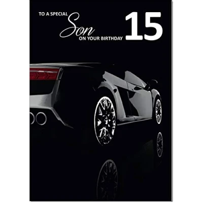 Image of doodlecards Son 15th Birthday Card Medium Size with Plain Envelope