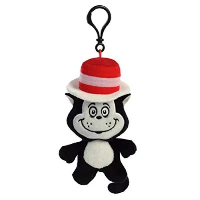 Image of Aurora 60996 Dr_Seuss World Cat in The Hat Plush Key Clip, Multicoloured, 13cm