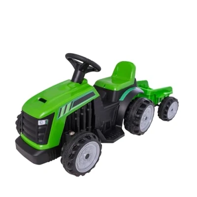 Image of EVO Electric Ride On Green Tractor With Trailer 6V Battery Powered Kids Detachable Childrens Farming And Construction Toys Ages 2+